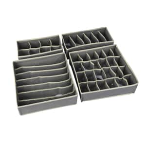 Set of 4 Gray Non-Woven Storage Organizers