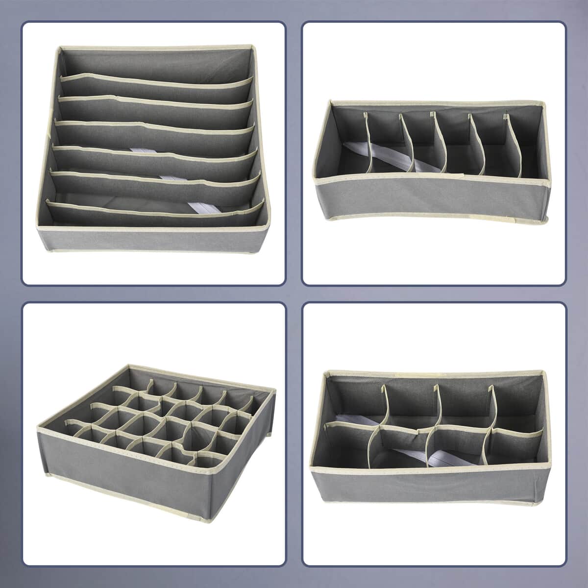 Set of 4 Gray Non-Woven Storage Organizers image number 4