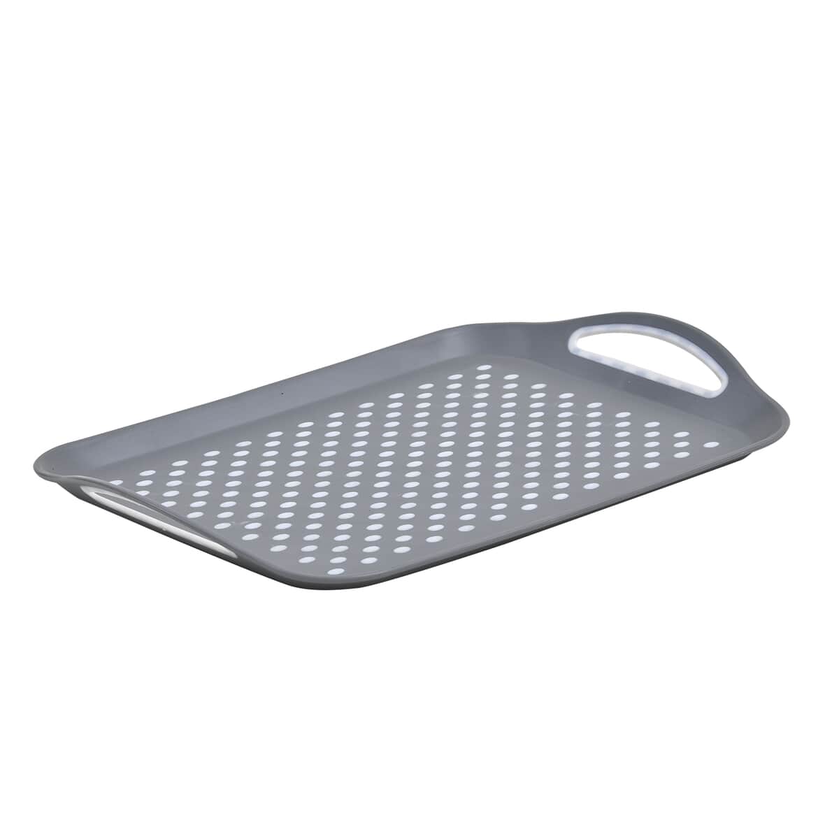 Gray Rectangle Non-Skid Rubber Grip Serving Tray with Handles , Large Serving Tray image number 0