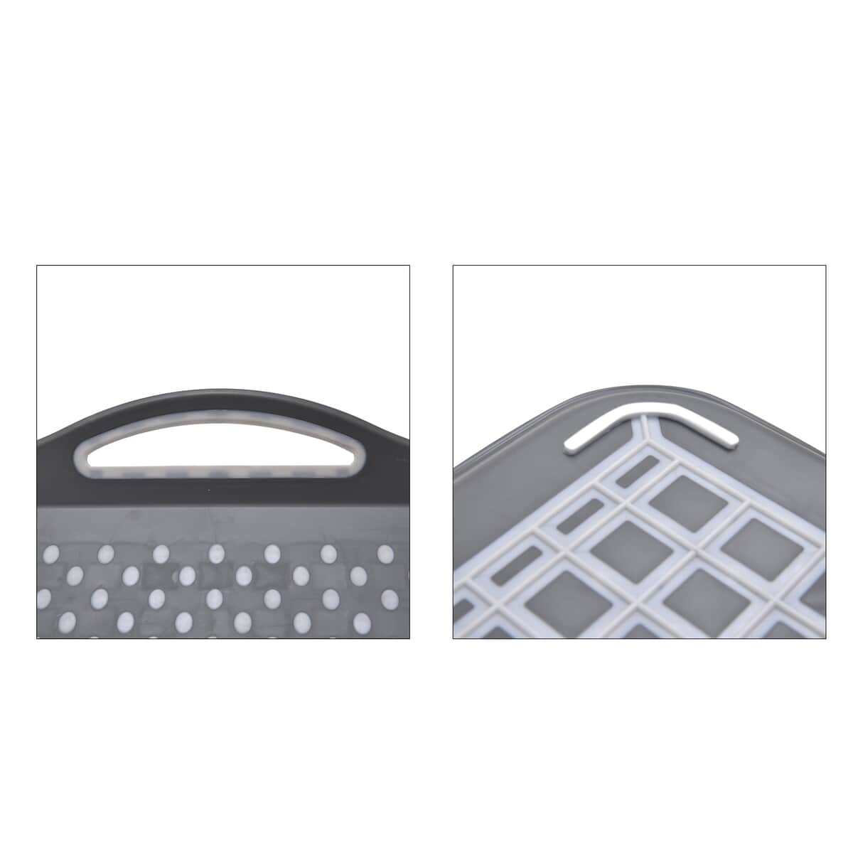 Black Rectangle Non Skid Rubber Grip Serving Tray (17.71"x12.6") image number 4