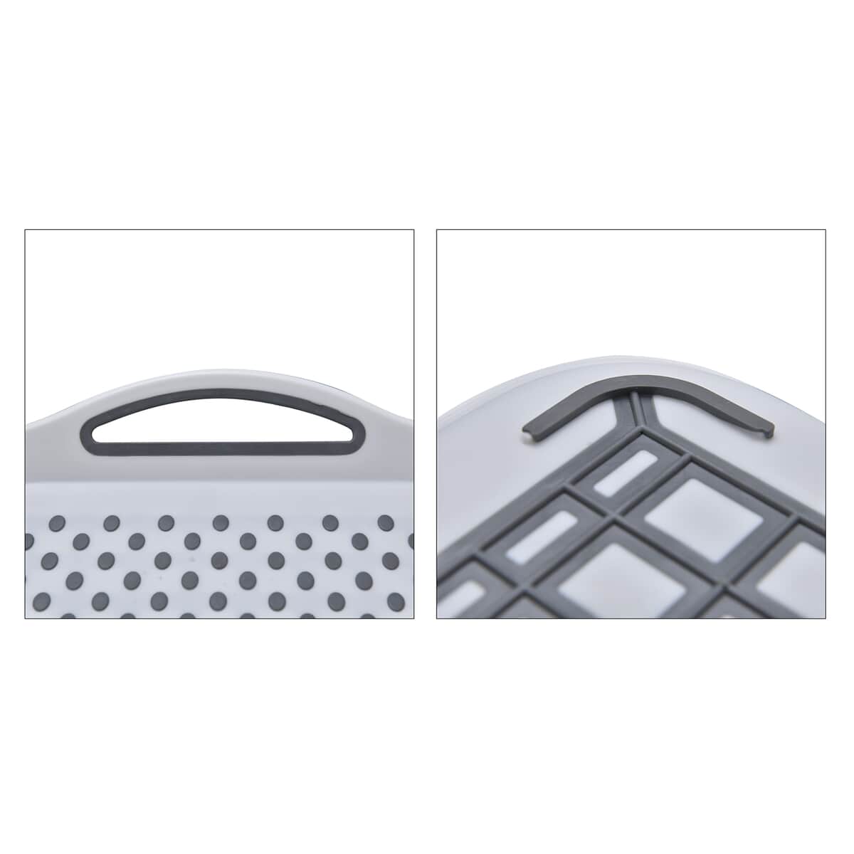 White Rectangle Non-Skid Rubber Grip Serving Tray with Handles, Large Serving Tray image number 4