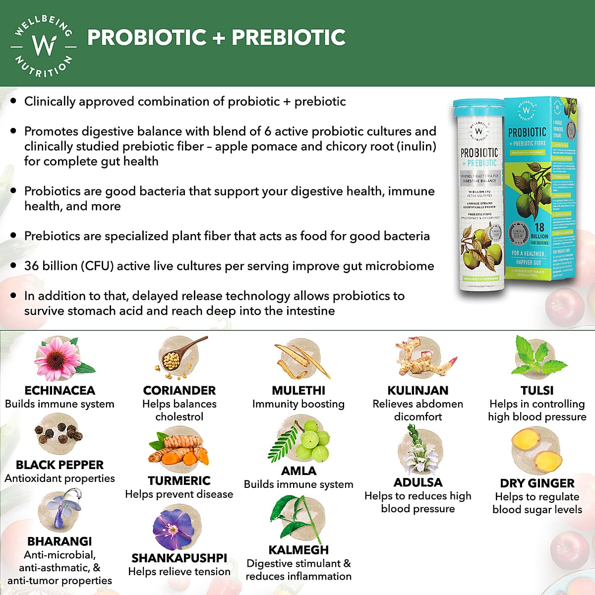 Wellbeing Nutrition Probiotic Digestive Balance (21 Effervescent Tablets) image number 2
