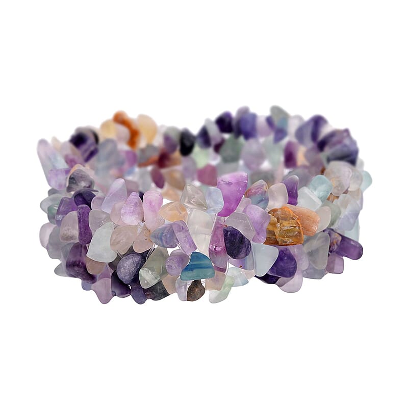 Multi Fluorite Chips Carpet Stretch Bracelet 232.50 ctw