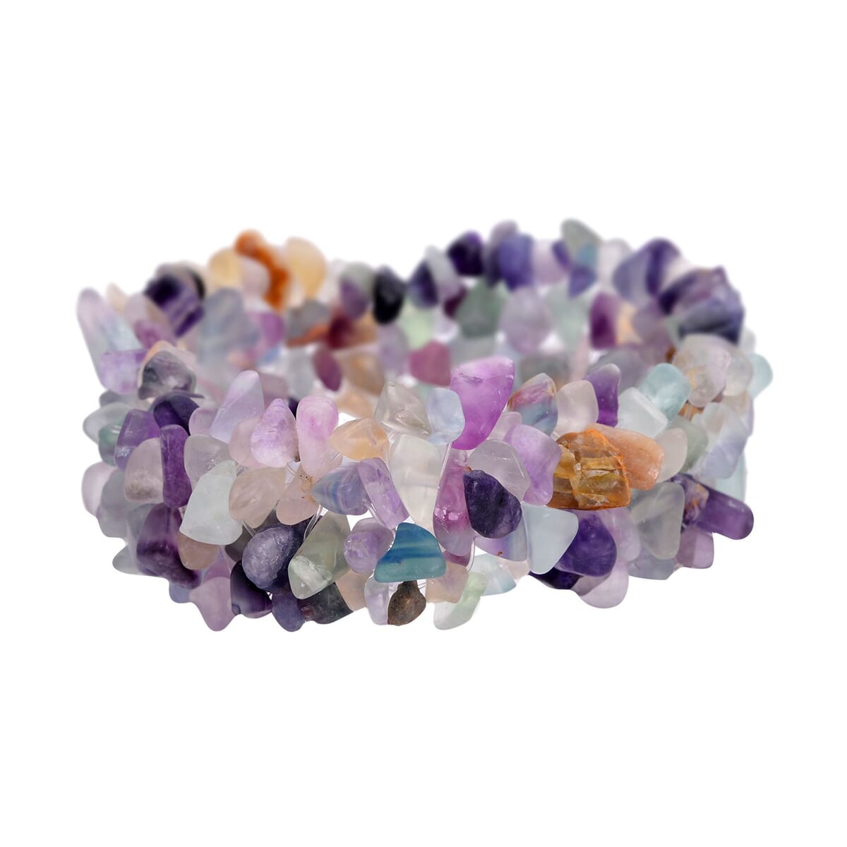 Multi Fluorite Chips Carpet Stretch Bracelet 232.50 ctw image number 0