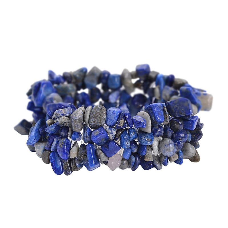 Lapis Lazuli 249.50 ctw Chips Carpet Stretch Bracelet