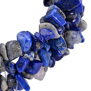 Lapis Lazuli 249.50 ctw Chips Carpet Stretch Bracelet