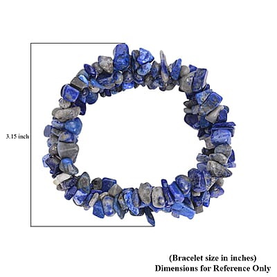 Lapis Lazuli 249.50 ctw Chips Carpet Stretch Bracelet