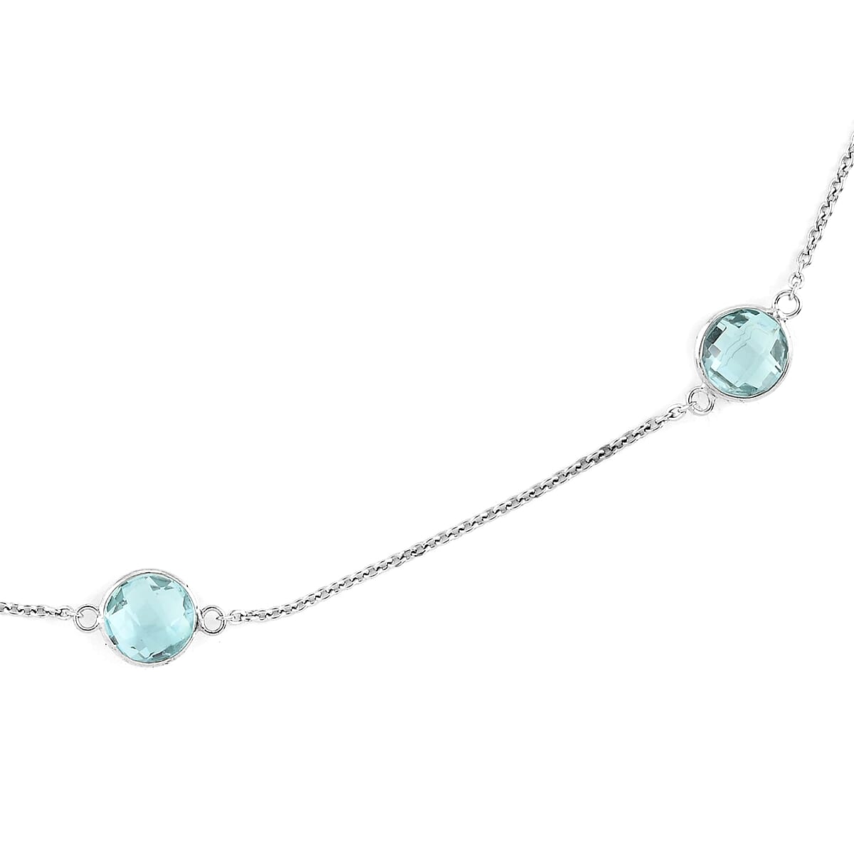 Sky Blue Topaz Station Necklace 36 Inches in Rhodium Over Sterling Silver 30.00 ctw image number 1