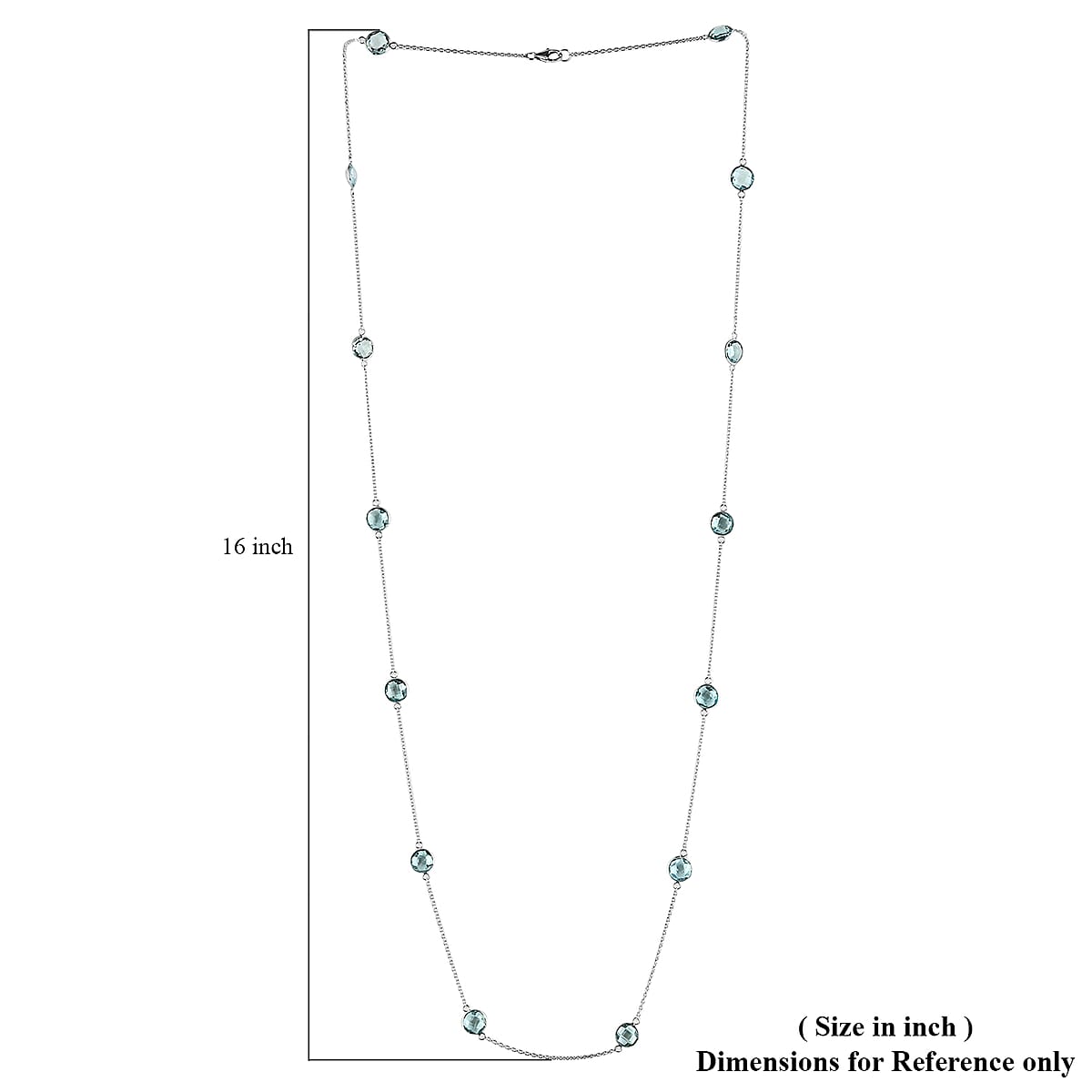 Sky Blue Topaz Station Necklace 36 Inches in Rhodium Over Sterling Silver 30.00 ctw image number 4