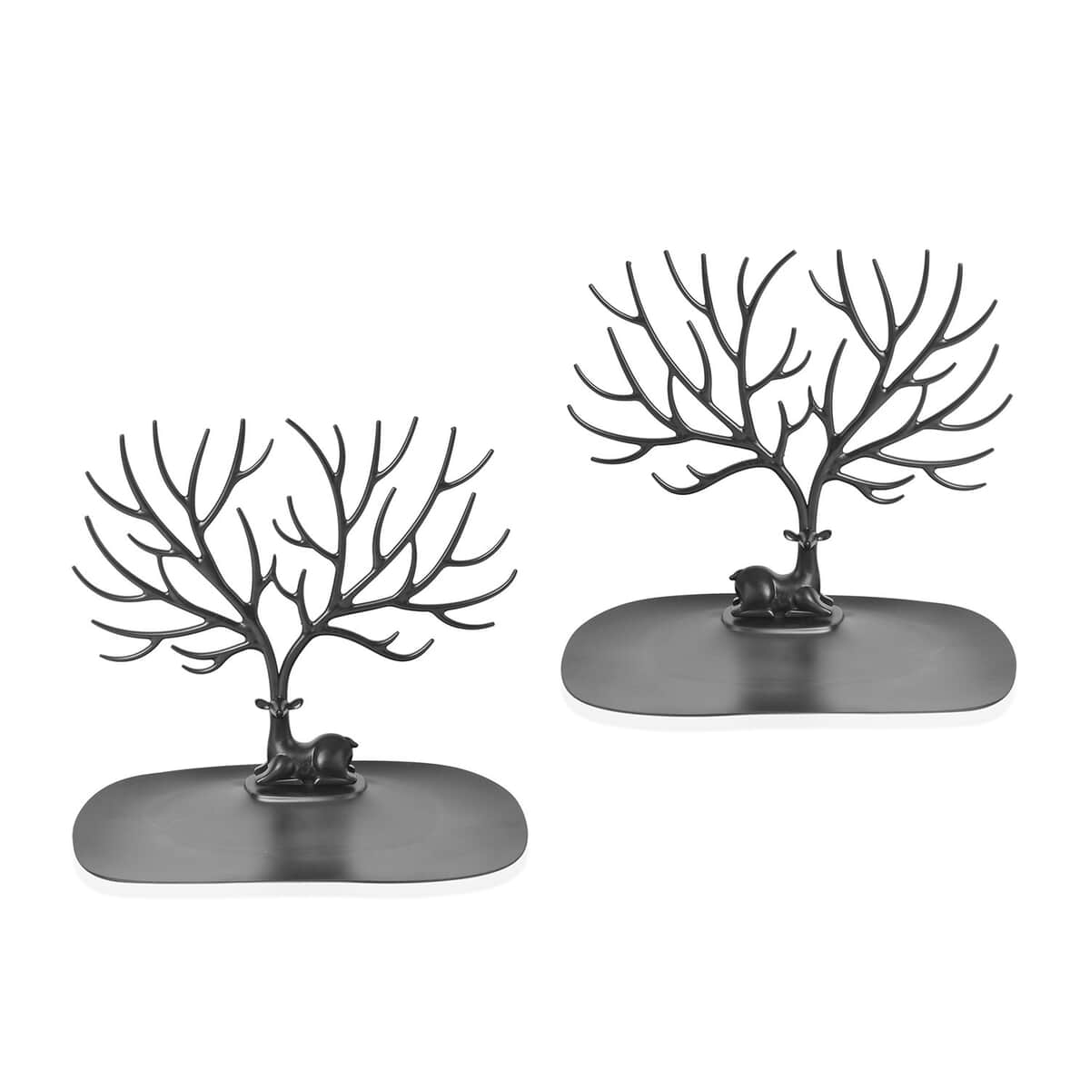 Set of 2 Black Deer Design Jewelry Stand image number 0