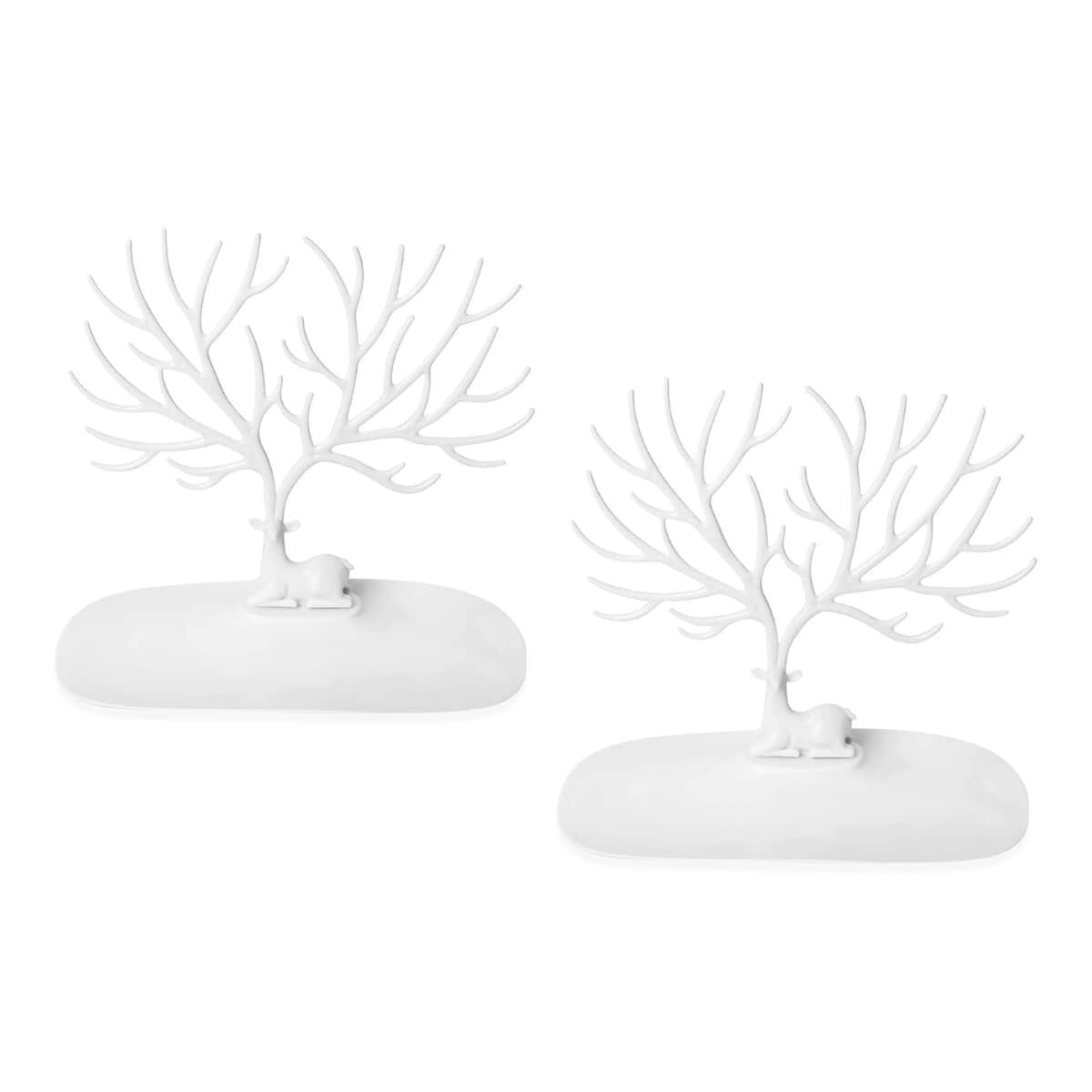 Set of 2 White Deer Design Jewelry Stand image number 0