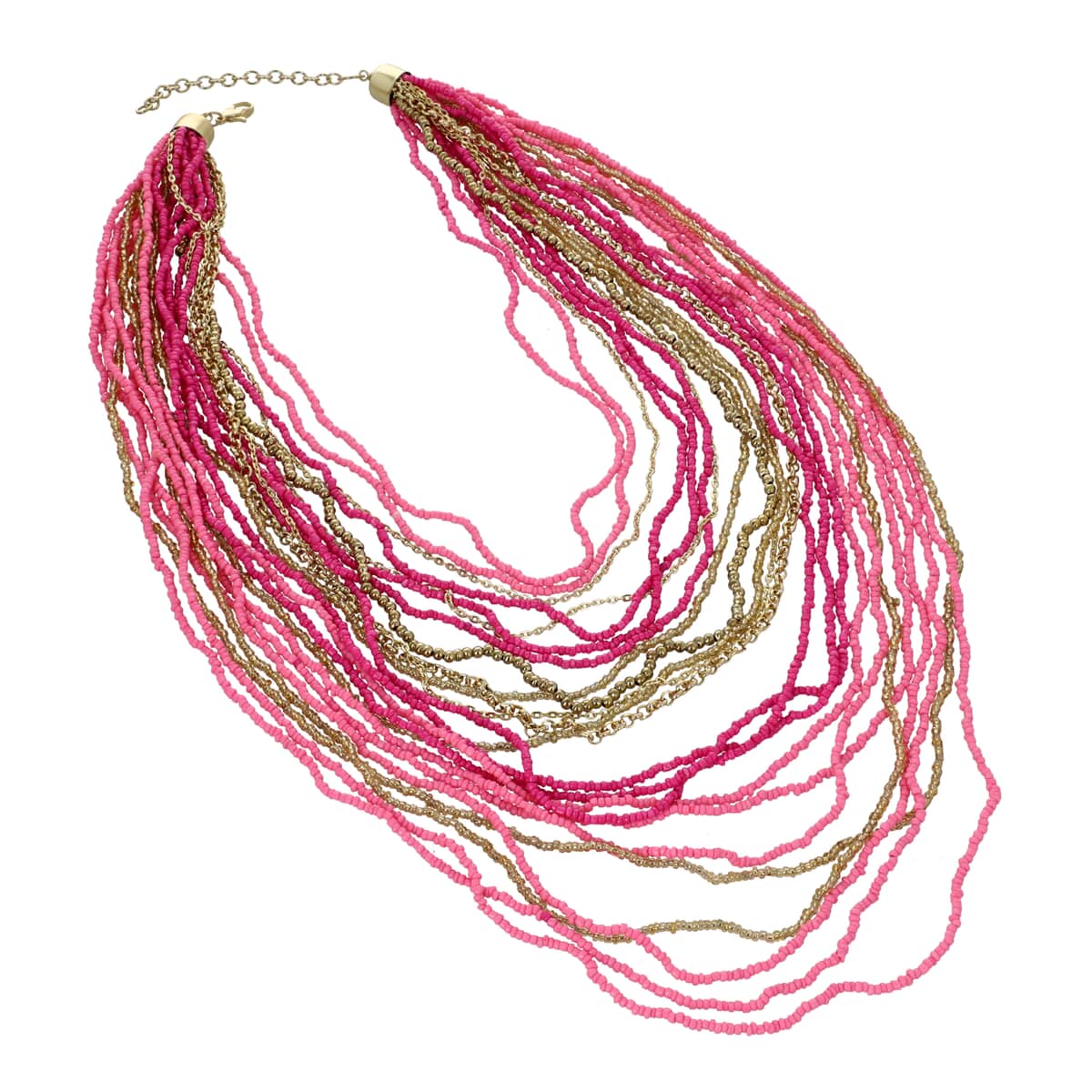 Pink Seed Bead Multi Strand Necklace image number 0