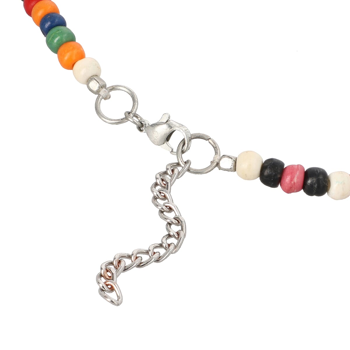 Multi Color Seed Bead Multi Strand Necklace 22 Inches in Silvertone image number 1