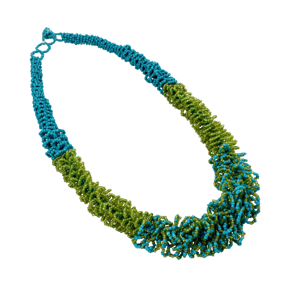 Green and Turquoise Seed Beaded Multi Strand Necklace (26 Inches) image number 0