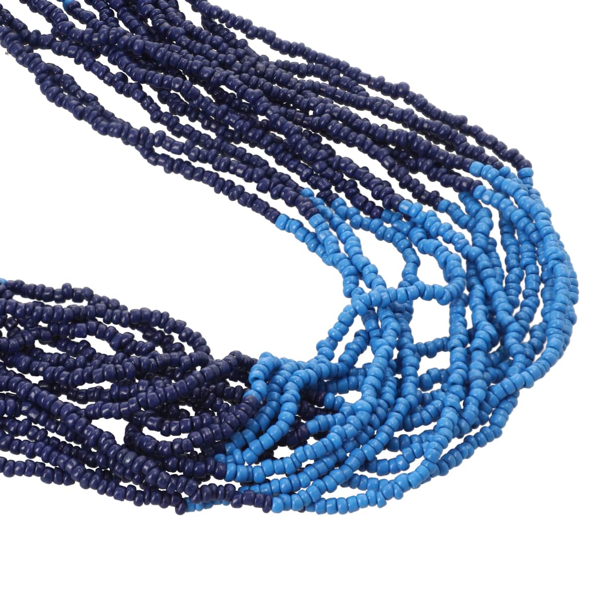 Blue Seed Bead Multi Strand Necklace image number 2