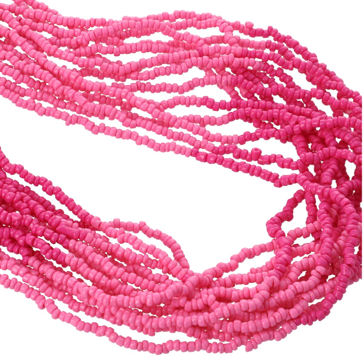 Fuchsia Seed Beaded Multi Strand Necklace 28 Inches image number 2