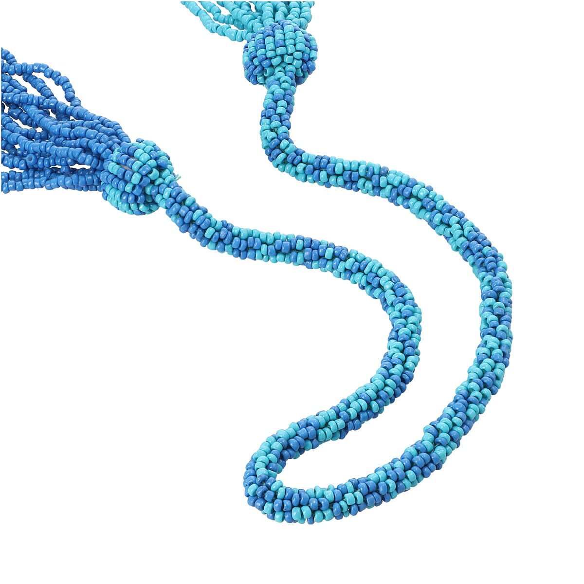 Turquoise Color Seed Bead Multi Strand Necklace 28 Inches image number 1