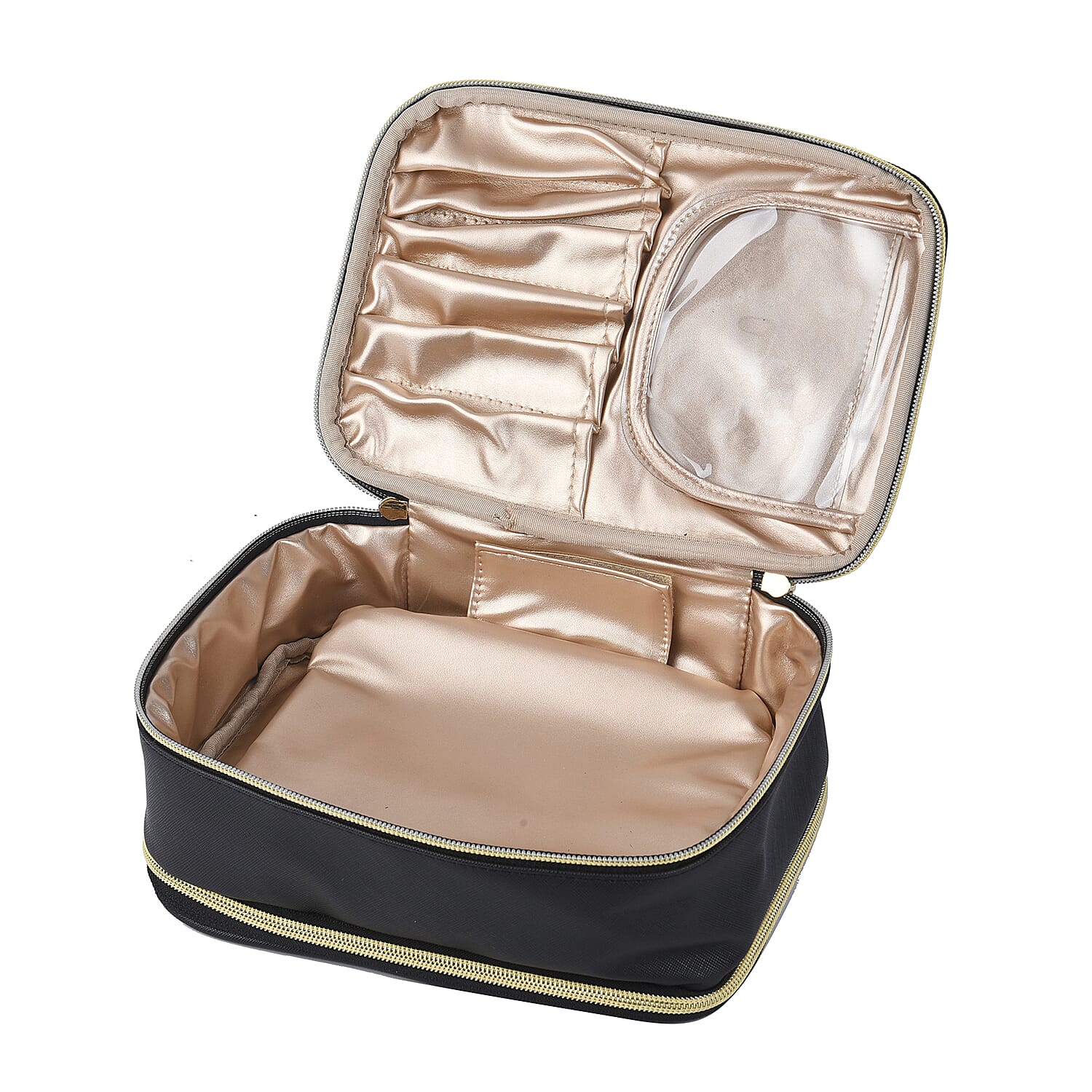 Black Faux Leather Jewelry and Cosmetic Organizer