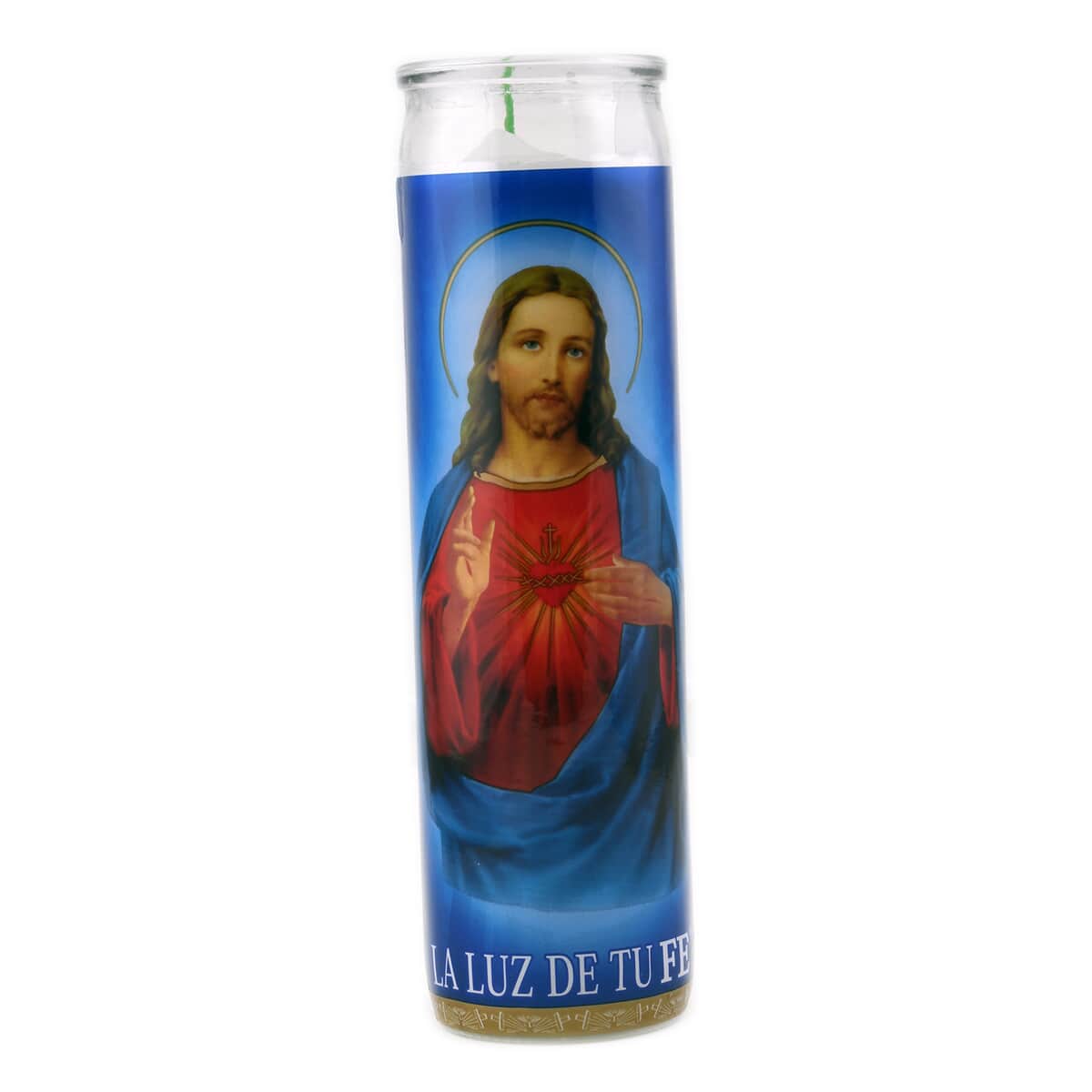 Sacred Heart or Sagrado Corazon Religious Glass Jar Candle 8In image number 0
