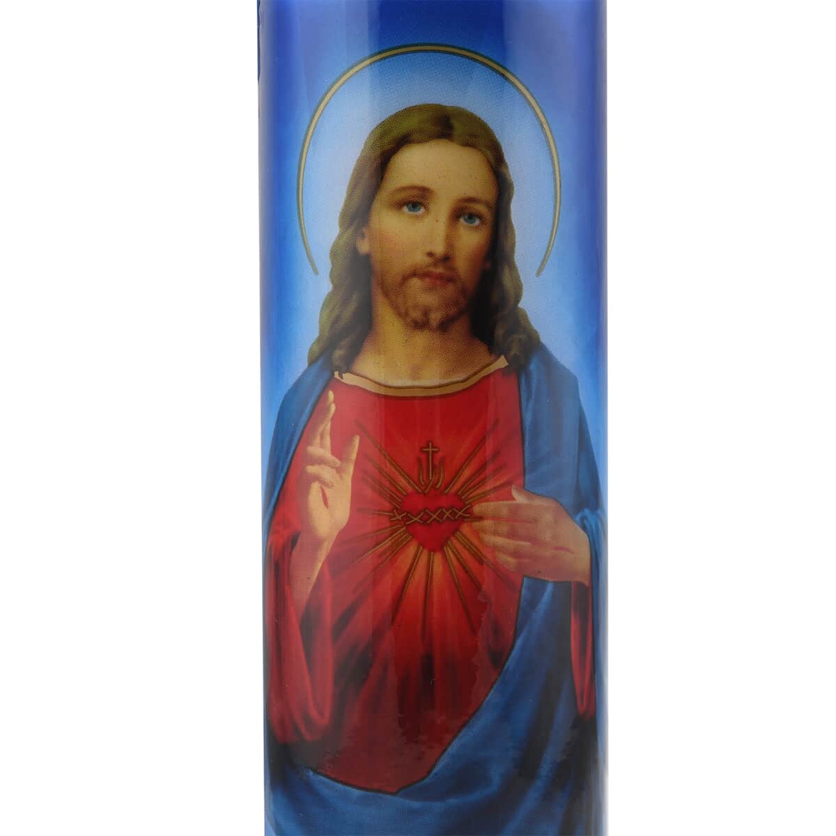 Sacred Heart or Sagrado Corazon Religious Glass Jar Candle 8In image number 1