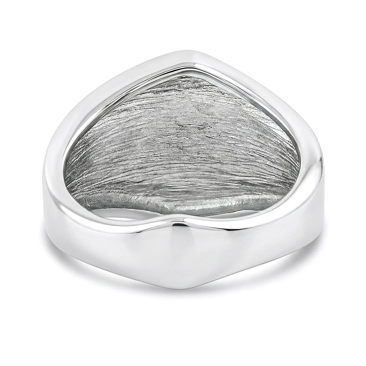Rhodium Over Sterling Silver Hammered Ring (Size 8.0) 5.60 Grams