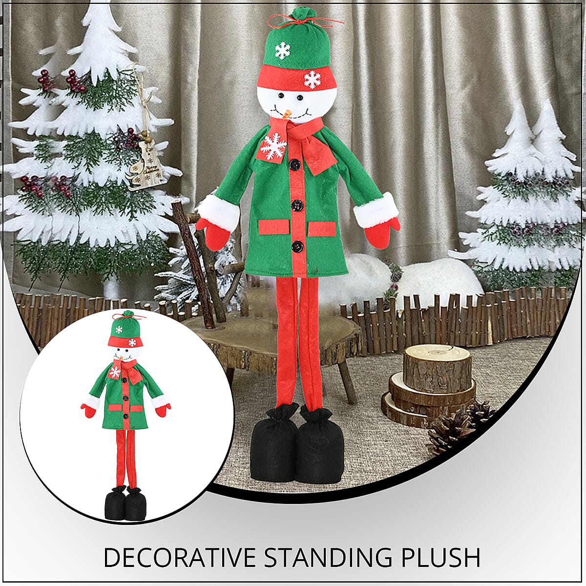 Decorative Standing Plush Snowman image number 1