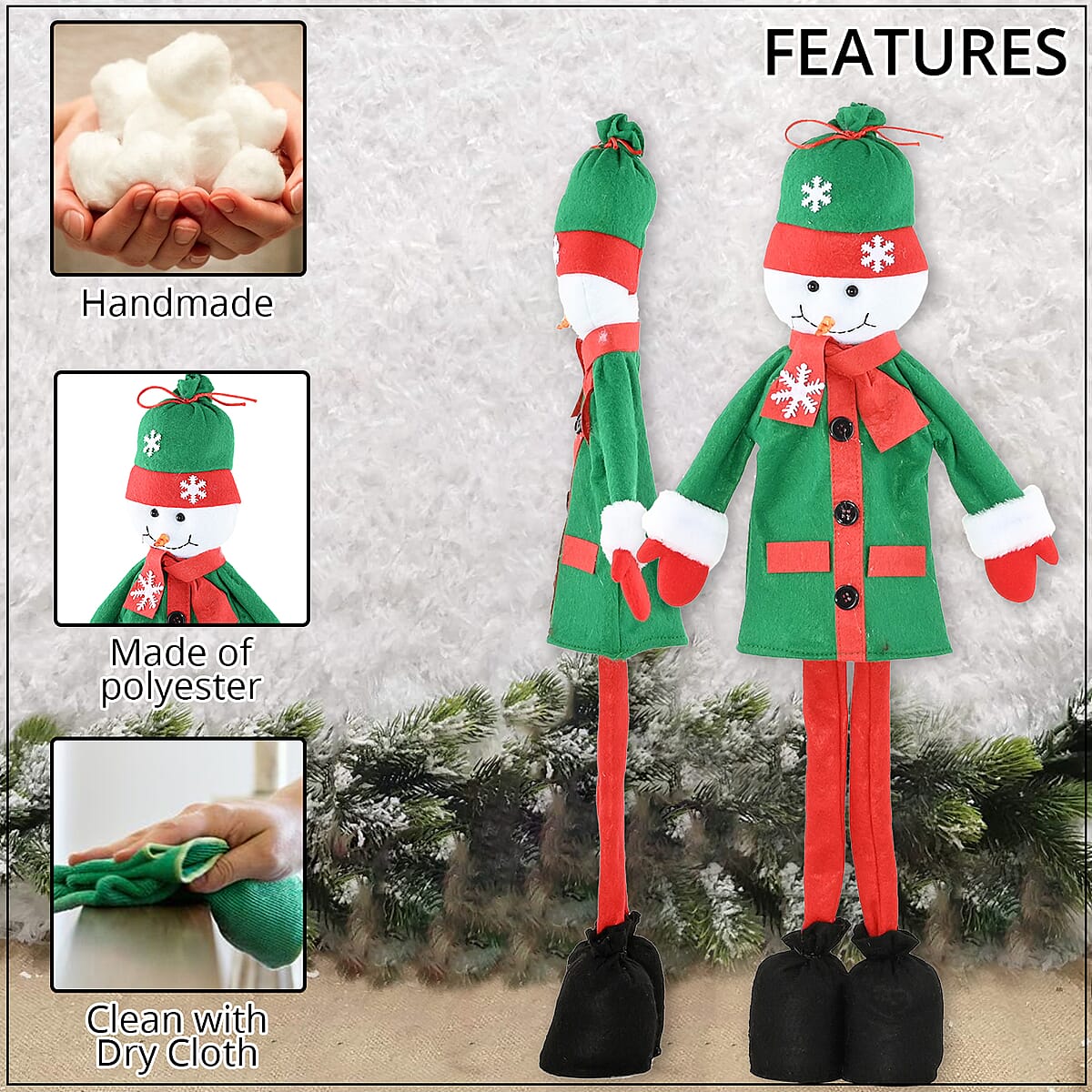 Decorative Standing Plush Snowman image number 2