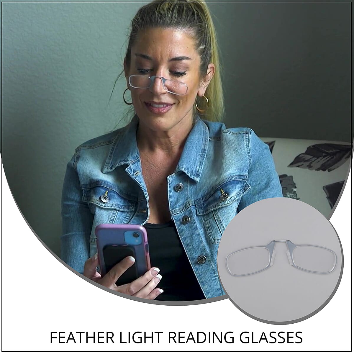Feather Light Reading Glasses with a Flat Case - Gray (Degree 2.0) image number 1