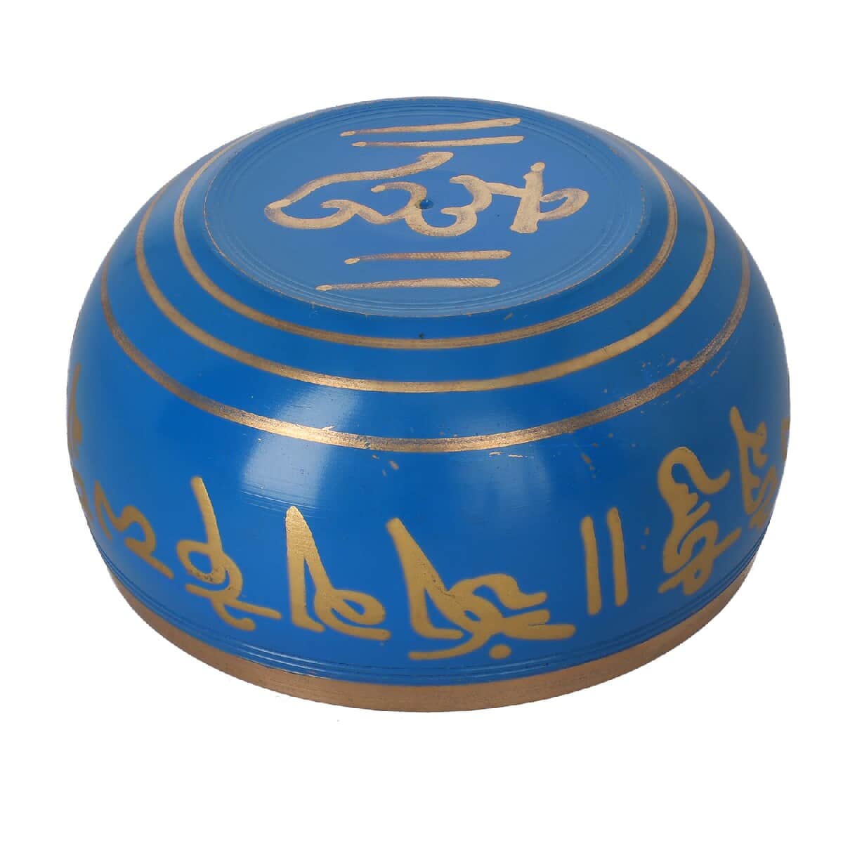 Copper Singing Bowl Set with Wooden Stick - Blue image number 4