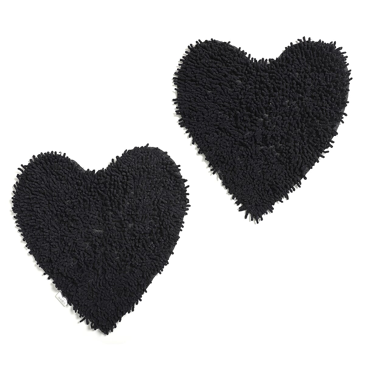 Set of 2 Black Chenille Shaggy Bath Mat with Latex Back (19.60"x19.60") image number 0