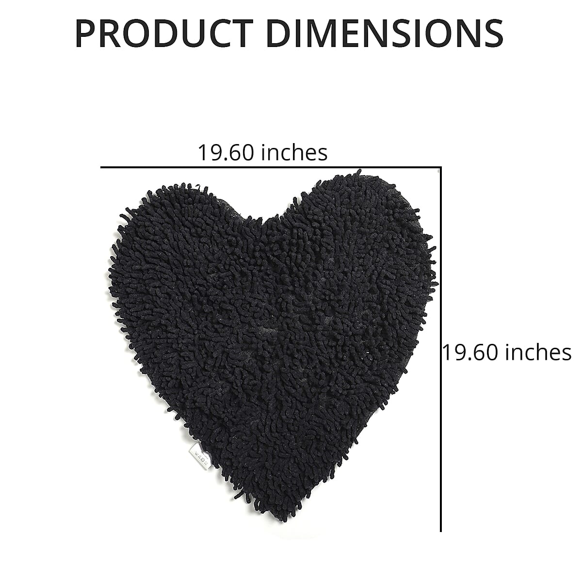 Set of 2 Black Chenille Shaggy Bath Mat with Latex Back (19.60"x19.60") image number 3