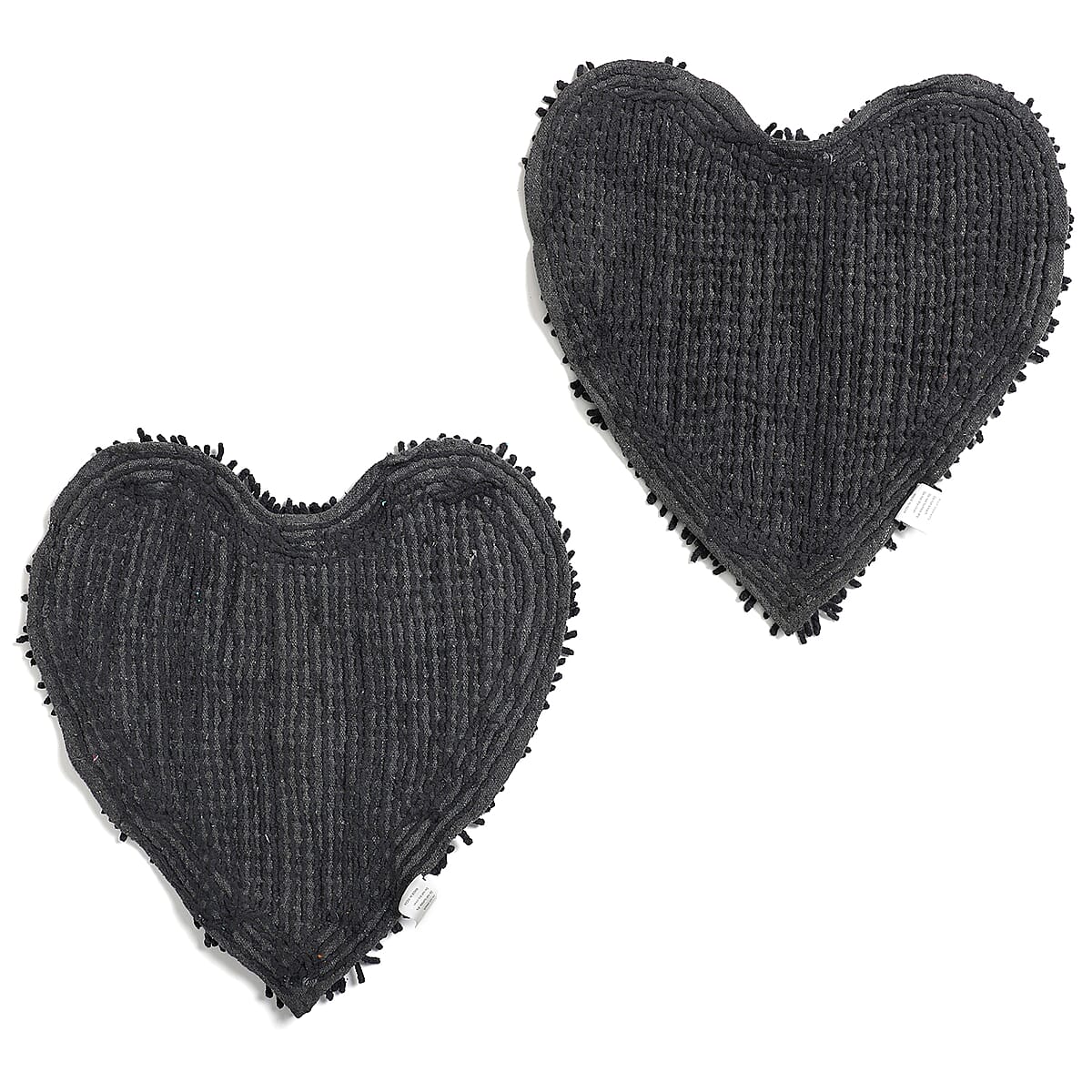 Set of 2 Black Chenille Shaggy Bath Mat with Latex Back (19.60"x19.60") image number 4