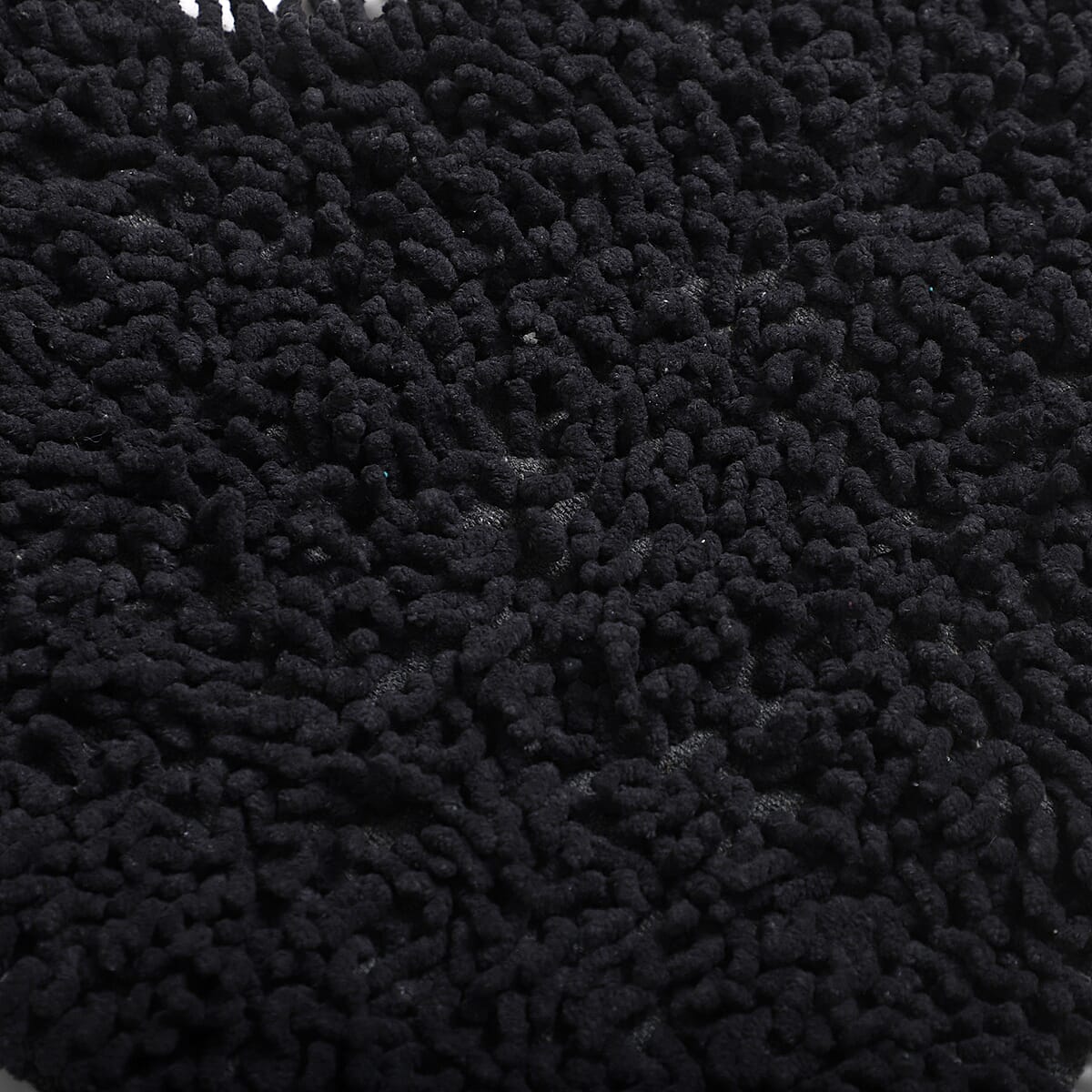 Set of 2 Black Chenille Shaggy Bath Mat with Latex Back (19.60"x19.60") image number 5