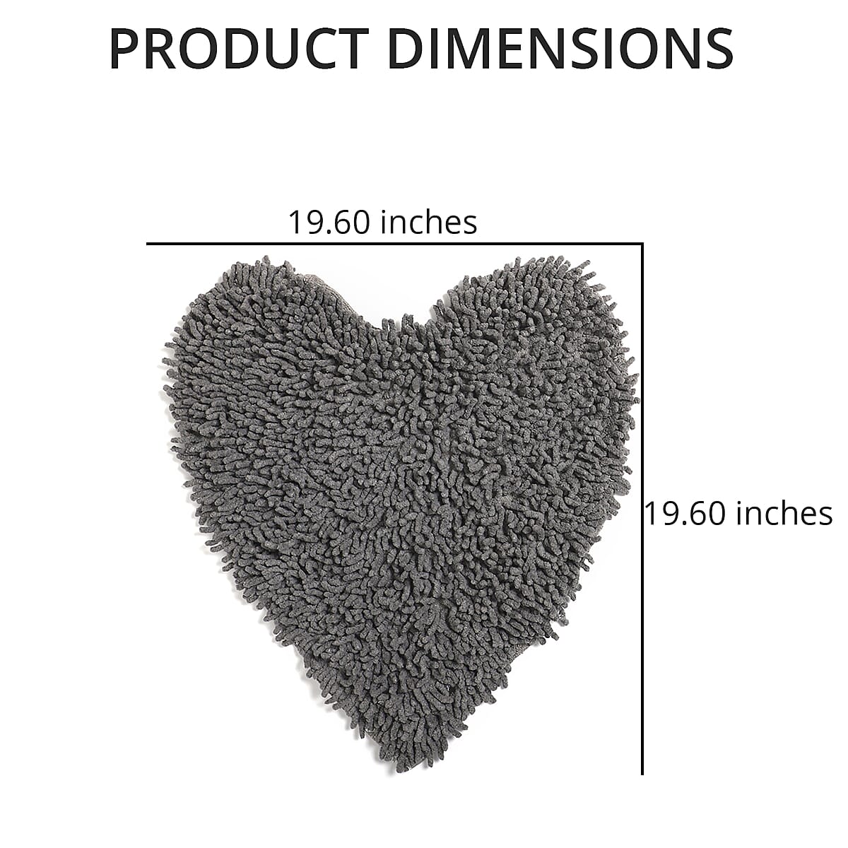 Set of 2 Dark Gray Chenille Shaggy Heart Cotton Bath Mat with Latex Anti Skid Back image number 3