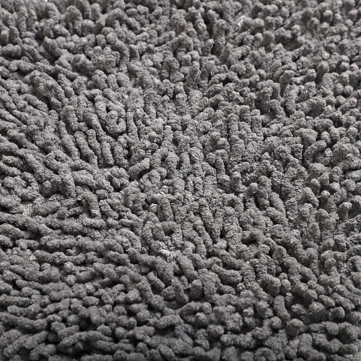 Set of 2 Dark Gray Chenille Shaggy Heart Cotton Bath Mat with Latex Anti Skid Back image number 5