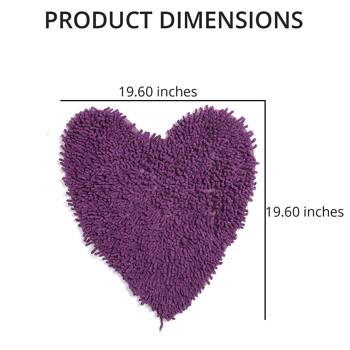Set of 2 Purple Chenille Shaggy Heart Cotton Bath Mat with Latex Anti Skid Back image number 3