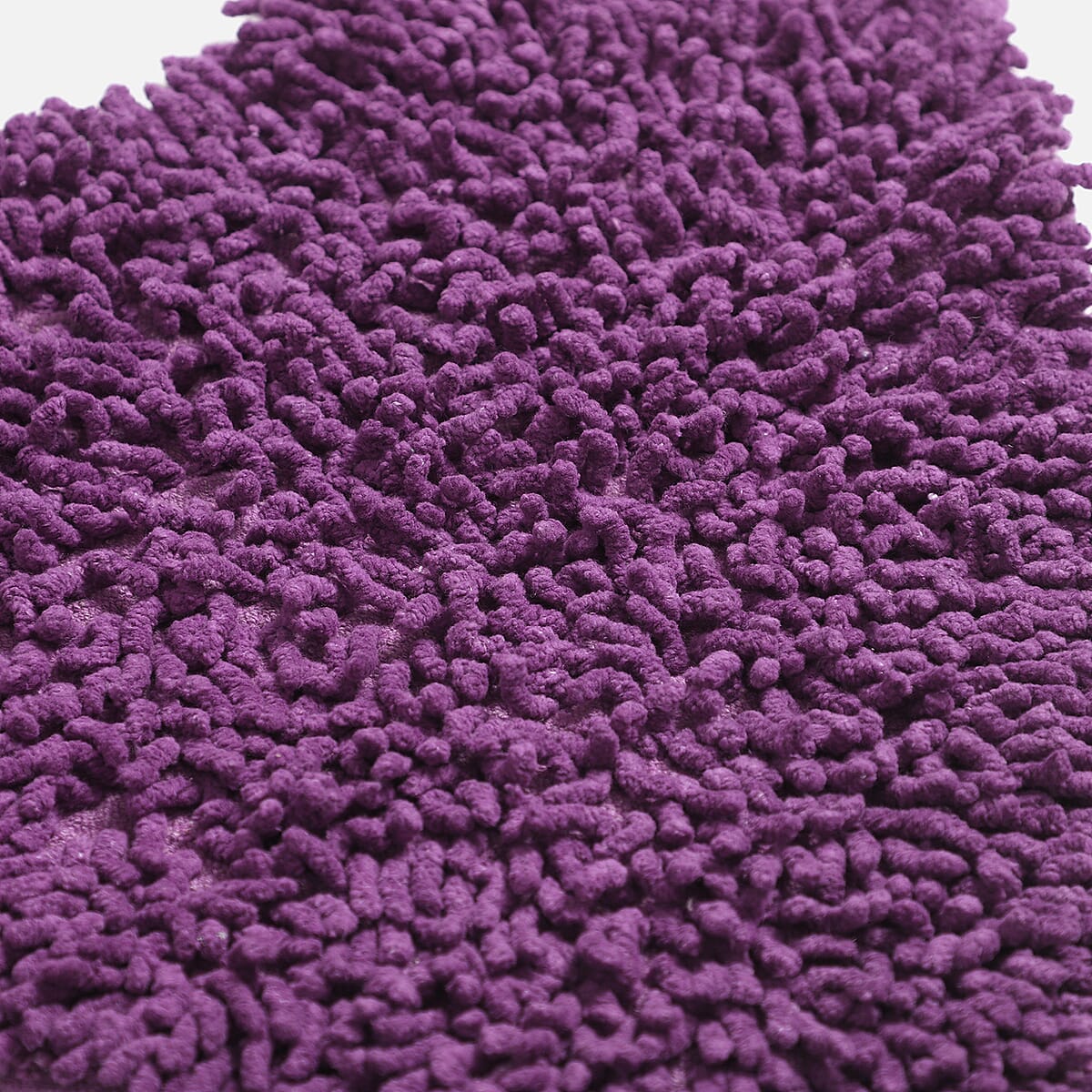 Set of 2 Purple Chenille Shaggy Heart Cotton Bath Mat with Latex Anti Skid Back image number 5