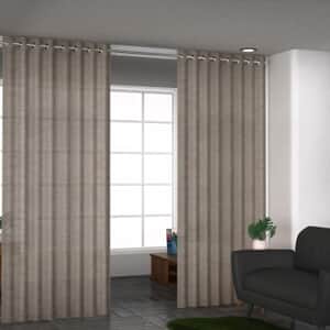 Gray Cotton Textured Slub Curtain Pair with Eyelets