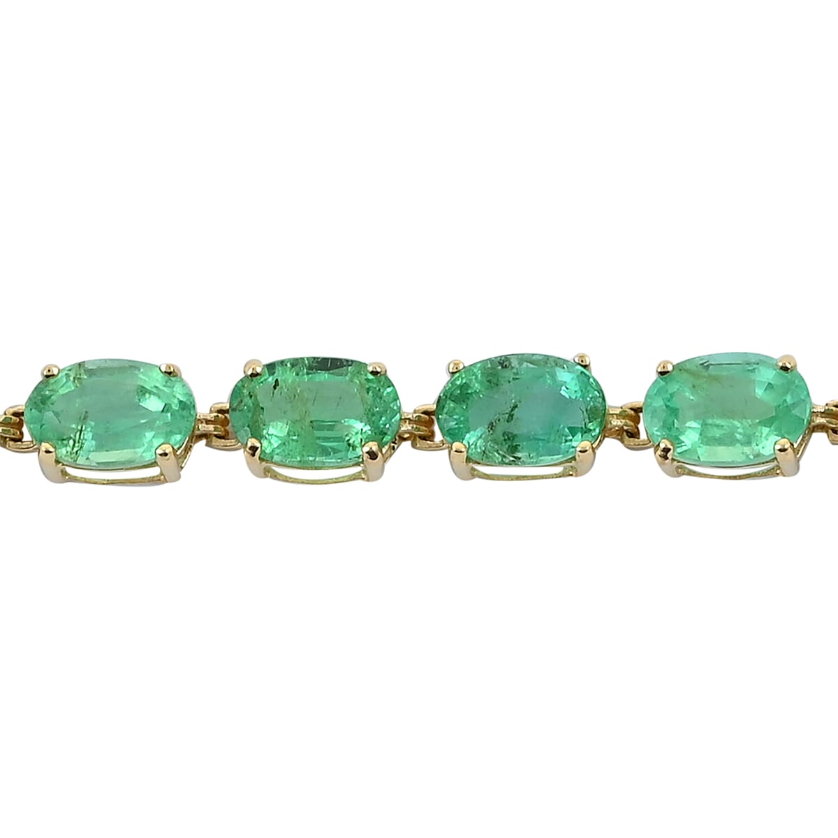 Luxoro 10K Yellow Gold AAA Kagem Zambian Emerald Tennis Bracelet (6.50 In) 8.75 ctw image number 1