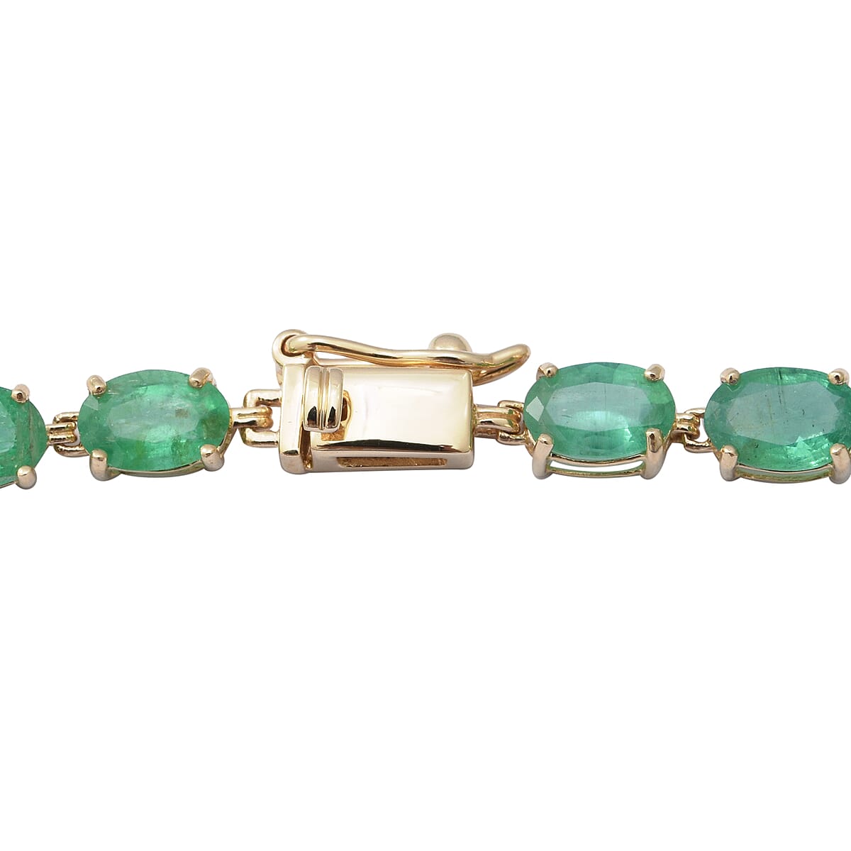 Luxoro 10K Yellow Gold AAA Kagem Zambian Emerald Tennis Bracelet (7.25 In) 10.00 ctw image number 1