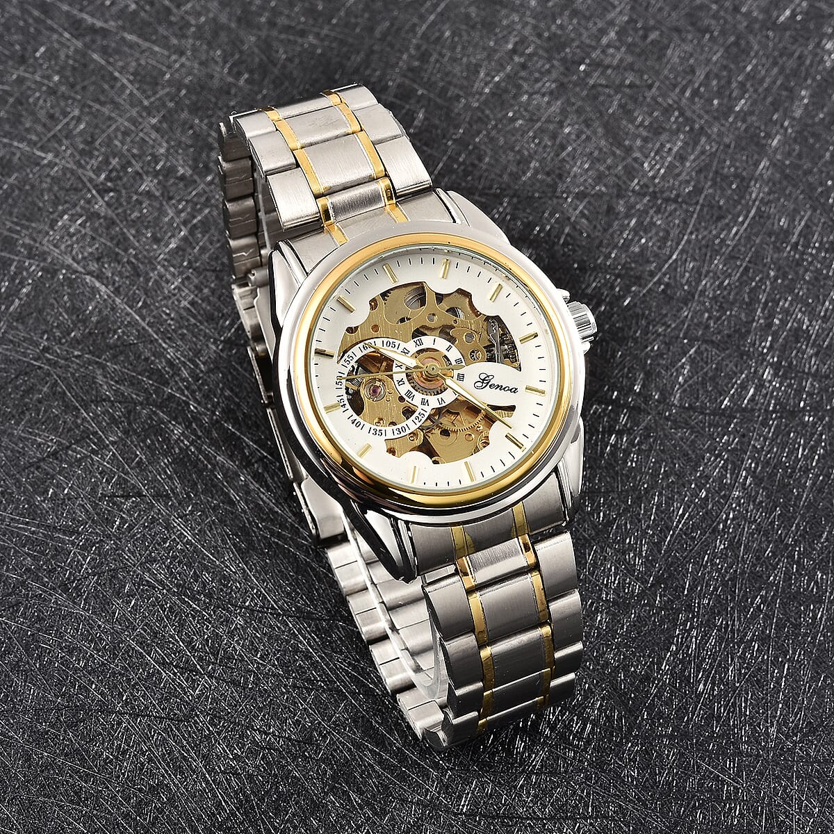 Genoa Automatic Mechanical Movement Water Resistant Watch with Stainless Steel Strap and Back image number 1