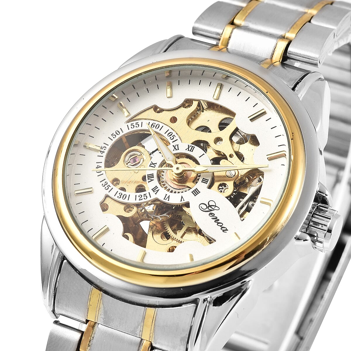 Genoa Automatic Mechanical Movement Water Resistant Watch with Stainless Steel Strap and Back image number 3