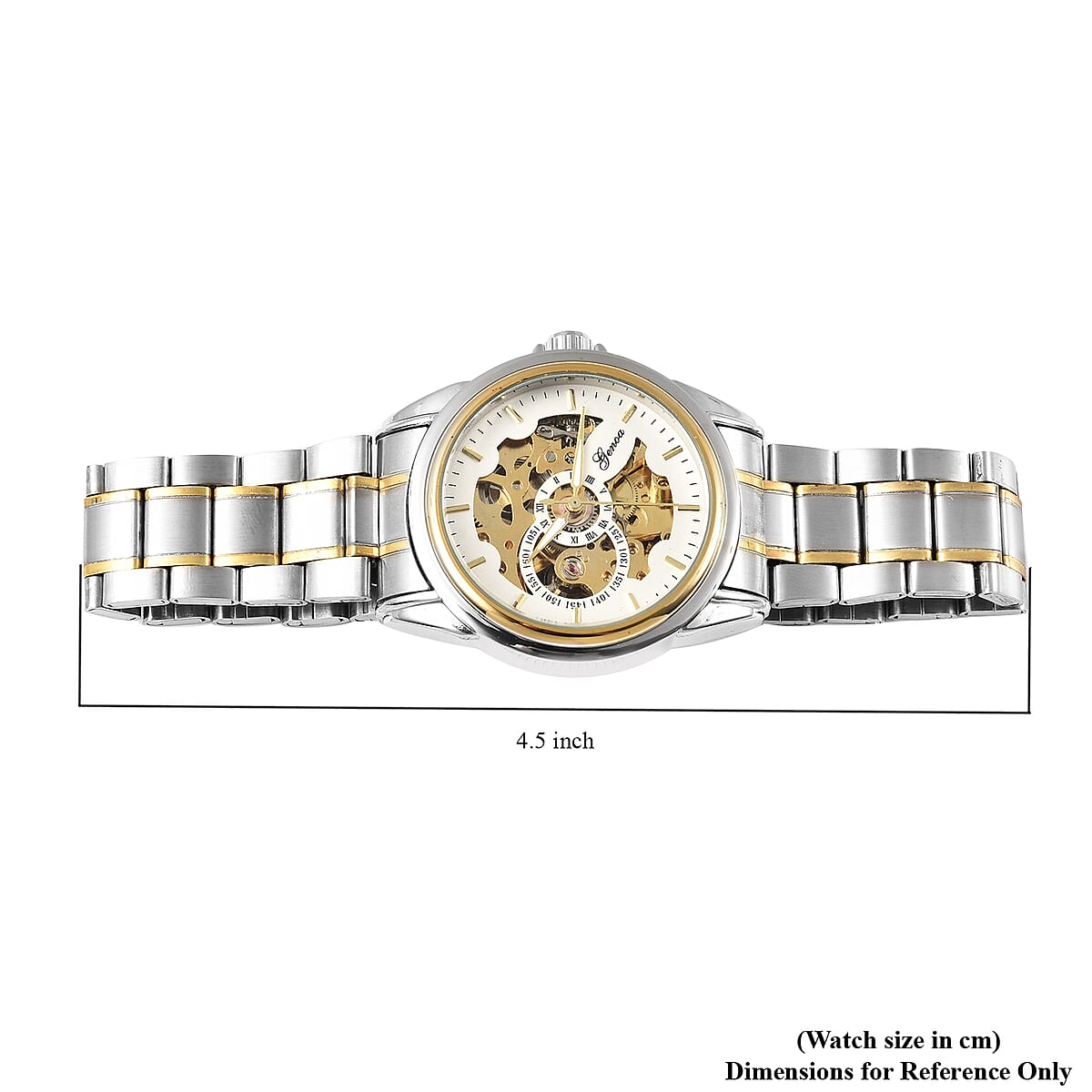 Genoa Automatic Mechanical Movement Water Resistant Watch with Stainless Steel Strap and Back image number 6