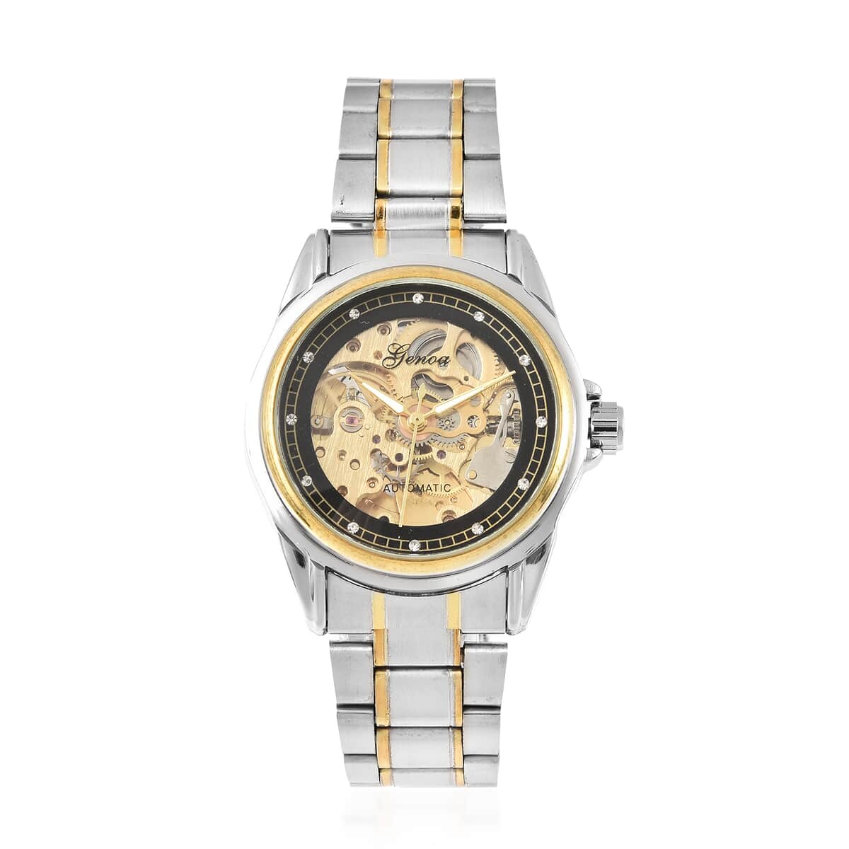 Genoa Austrian Crystal Automatic Mechanical Movement Water Resistant Watch with Stainless Steel Strap and Back image number 0