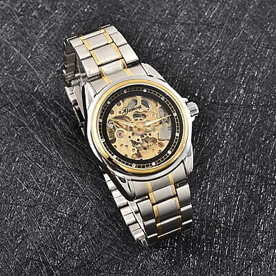 Genoa Austrian Crystal Automatic Mechanical Movement Water Resistant Watch with Stainless Steel Strap and Back