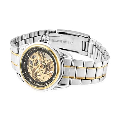 Genoa Austrian Crystal Automatic Mechanical Movement Water Resistant Watch with Stainless Steel Strap and Back