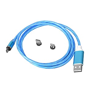 Blue 3 in 1 Magnetic USB Cable with Flowing LED Light