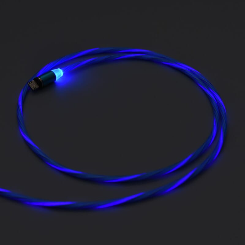 Blue 3 in 1 Magnetic USB Cable with Flowing LED Light