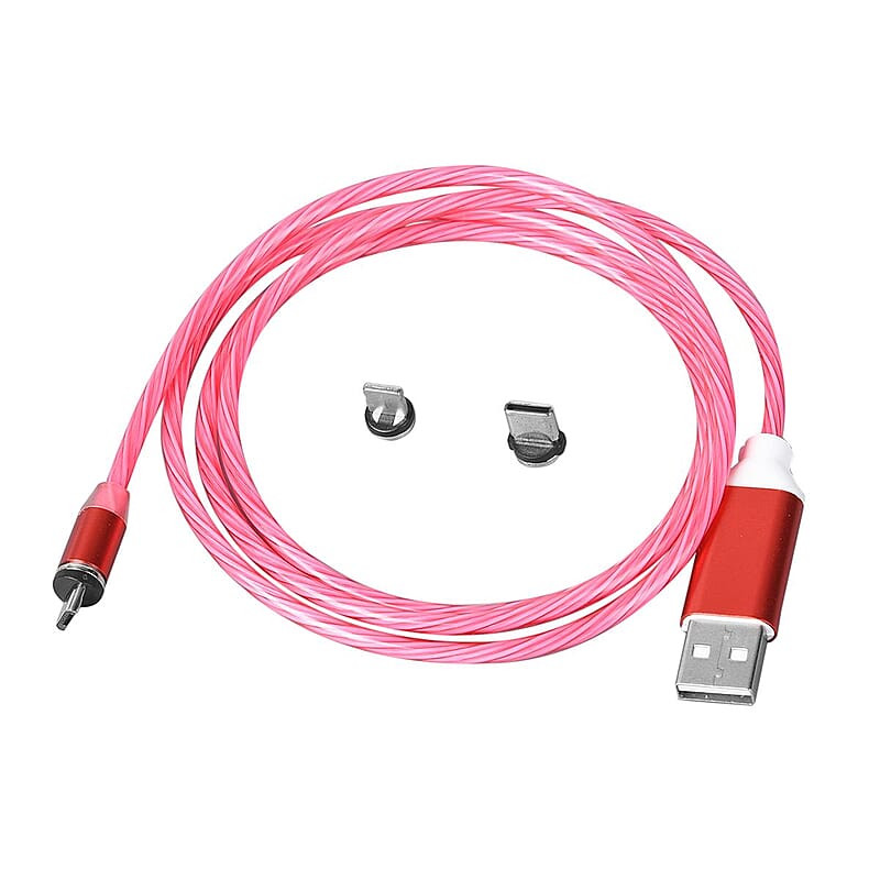 Red 3 in 1 Magnetic USB Cable with Flowing LED Light