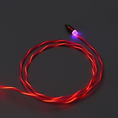 Red 3 in 1 Magnetic USB Cable with Flowing LED Light
